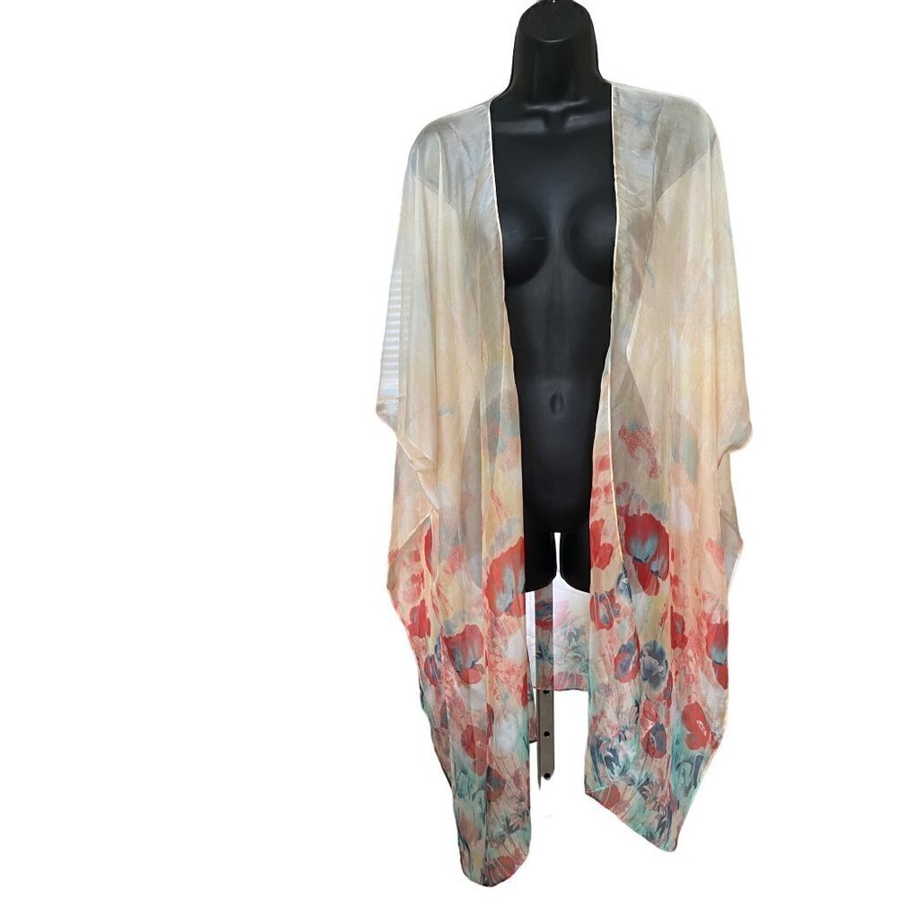 Sheer floral kimono style top one size nice to finish off an outfit